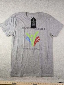 NWT! OVERWATCH Size Medium Men's Gray T-Shirt Video Gamer SUMMER GAMES BLIZZARD - Picture 1 of 4