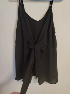 Torrid Peplum Georgette V Neck Tie Front Cami Black Size 1/1X/14/16 - Picture 1 of 11