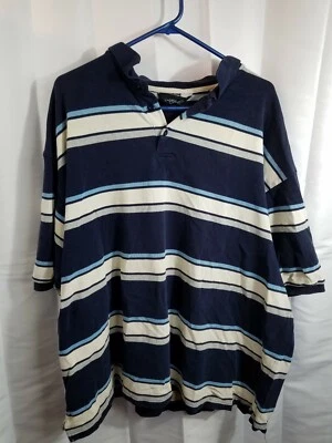 Mens Blue And White Striped Polo Shirt Size 4X Attitude Big Tall Casual Foto 1 de 4