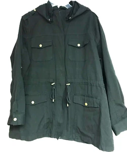 Papaya 2X Plus Size Hooded Utility Jacket Black Women’s 100% Cotton - Picture 1 of 7