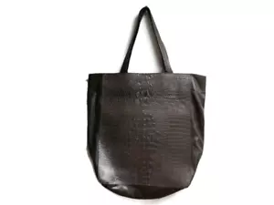 Jana Feifer Tote Brown PVC Trim Leather Lining Polyester Magnetic Closure Pocket - Picture 1 of 4