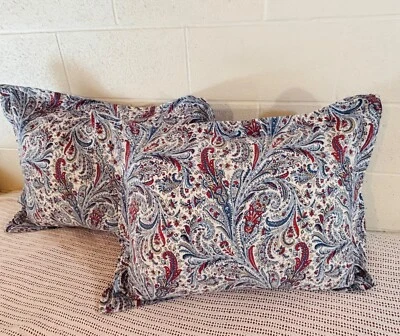 RALPH LAUREN king pillow sham in rust, White, Blue and Beige Paisley.  MINT - Image 1 of 4