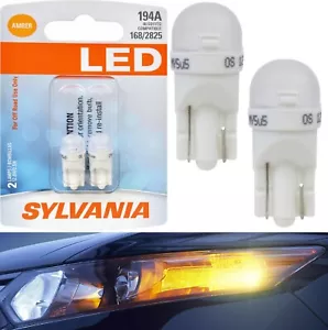 Sylvania Premium LED light 194 Amber Orange Two Bulbs Side Marker Mirror License - Picture 1 of 12