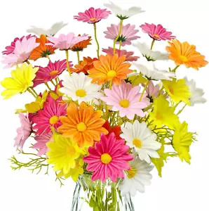 10 Bundles Fake Daisy Flowers PU Real Touch Artificial Daisy Flowers Bulk with S - Picture 1 of 12