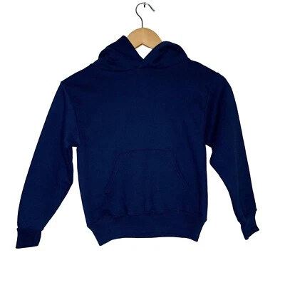 Sudadera con Capucha Jerzees Azul Marino Suave Polar Forrado Bolsillo Juvenil Talla Pequeña Foto 1 de 4