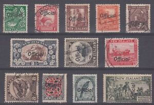 NEW ZEALAND 1935 PICTORIAL OFFICIAL SHORT SET (x12) USED (ID:061/D63550)