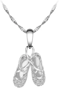 925 Sterling Silver Ballet Slippers Shoes Ballerina Necklace for Teens & Dancers - Picture 1 of 7