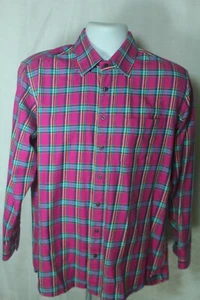 Saks Fifth Avenue Long Sleeve Button Down Purple Pink Plaid Checks Size Medium - Picture 1 of 8