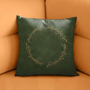 Green Color Lord OF The Rings Pillow Cover, Elvish Script Cover,Tolkien Inspired - Picture 1 of 10
