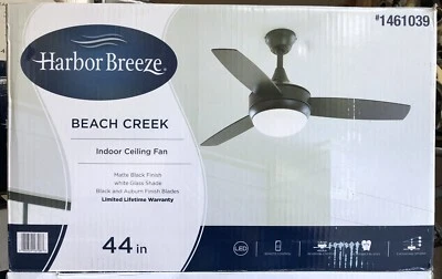 Harbor Breeze Beach Creek 44-in Black LED Indoor Flush Ceiling Fan With Remote - Image 1 of 2
