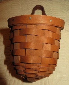 Longaberger 2007 extra kleiner Torhaus Korb dunkelbraun Ledergriff signiert - Bild 1 von 5