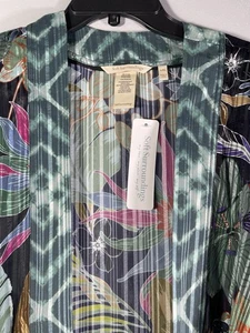 Weiche Umrandung ~ Damen transparenter leichter Kimono vorne offen Medium Morgenmantel - Bild 1 von 11