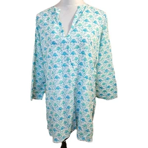 Barbara Gerwit Damen Large Flamingo Etuikleid Coastal Resort Baumwolle Tunika Top - Bild 1 von 20