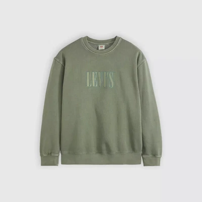 Levi's Relaxed Graphic Crewneck  Sweatshirt Logo - Laurel Wreath Gray - LARGE - Image 1 of 3