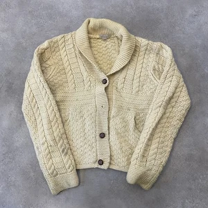 J.CREW Arran Cardigan Womens Large Wool Knit Button Front Sweater, Beige - Picture 1 of 10