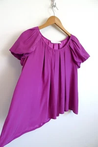 Blusa Top Blusa ULLA JOHNSON Seda Plisada Manga Burbuja Fucsia Shopbop 4 S $320 - Imagen 1 de 7