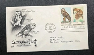 US FDC # 1760 - 1761 American Owls 1978. - Picture 1 of 6