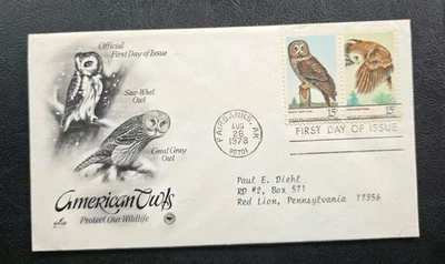 US FDC # 1760 - 1761 American Owls 1978. - Image 1 of 4