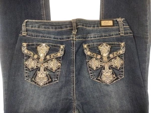 Earl Jeans Damen Strass verziert Western Cross Bootcut Y2K Szene Mcbling - Bild 1 von 7