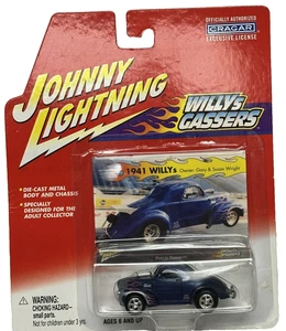 1941 Willy’s Coupe 1:64 Johnny Lightning Released 2001 Dark Blue With Flames - Picture 1 of 13