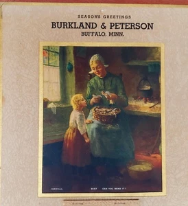 Antique BURKLAND & PETERSON 1938 BUFFALO MN Advertising Wall Calendar Complete - Picture 1 of 5
