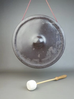 JAPONÉS DE COLECCIÓN GONG DORA CON INSTRUMENTO COLGANTE STRIKER FESTIVAL SALÓN DE TÉ HIERRO MADERA Foto 1 de 4