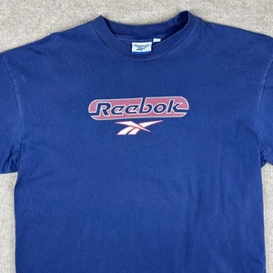 Camiseta Reebok Vintage Logo Deletreada Camiseta Para Hombre Talla Mediana Y2K Azul Marino - Imagen 1 de 11