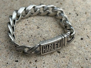 Mens 925 Silver Harley Davidson Bracelet 8" - Picture 1 of 13