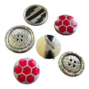 (6) 1950's  Sewing Buttons Geometric Retro Designs Honeycomb, Boomerang - Nice - Picture 1 of 2