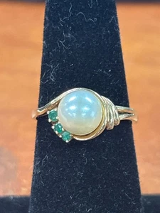 Synthetic Pearl Ring 14K Yellow Gold 3.24g Size:5.5 (QUC025508) - Picture 1 of 4