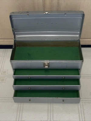 Vintage Union 3-Drawer Steel Machinists Portable Benchtop Toolbox - Image 1 of 4