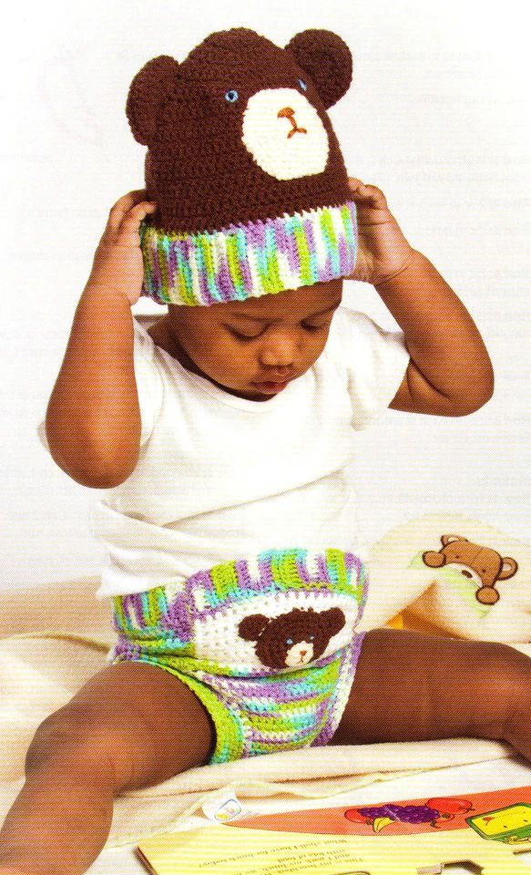 CUTE Bear Diaper Cover & Cap/Baby/Crochet Pattern INSTRUCTIONS ONLY - Image 1 of 1