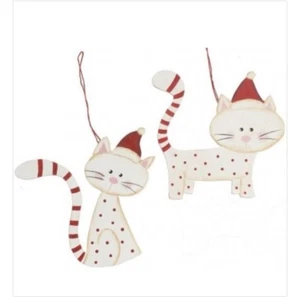 CHRISTMAS CAT - CHRISTMAS TREE DECORATION - CAT IN A HAT - CUTE RED AND WHITE - Picture 1 of 5