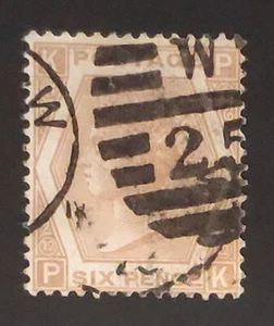 GB. QV. 1872. 6d plate pl 12 Pale Buff (PK). Crisp duplex. No faults! Cat £350. - Picture 1 of 2
