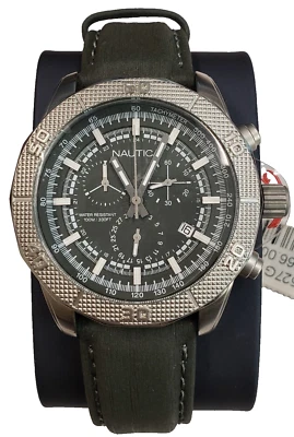 Nautica Dark gray Olive Green Tachymeter 44mm Chronograph Men's Watch NAI16527G - Image 1 of 4