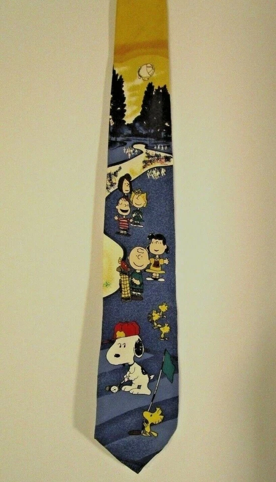 Gravata Snoopy PEANUTS Birdie on the Green Neck Charlie Brown golfe 100% seda - Imagem 1 de 3