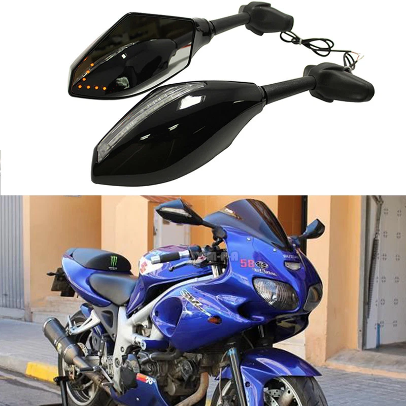 МОТОЦИКЛЕТНЫЕ СВЕТОДИОДНЫЕ ПОВОРОТНИКИ БОКОВЫЕ ЗЕРКАЛА ЗАДНЕГО ВИДА ДЛЯ Suzuki SV1000S 650S - Изображение 1 из 4