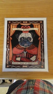 Vintage Retro Pets - Saint Pugnacious Patron Saint of Obstinance 8x10 print - Picture 1 of 7