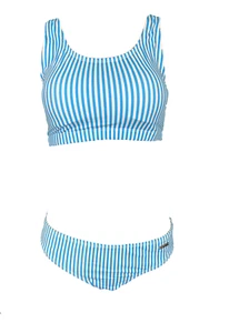 Bikini mit Gummibund Blau/Weiß Gestreift Gr. 38 - Picture 1 of 1
