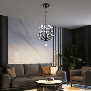 Crystal Ceiling Lights LED Chandelier Chandelier Ceiling Lamp Bedroom Black - Picture 1 of 16