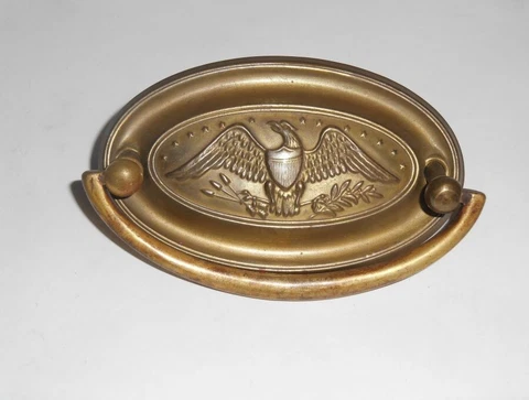 Brass Eagle Stars Hepplewhite Sheraton Antique Hardware Oval Drawer Pull 3 Inch Cover
