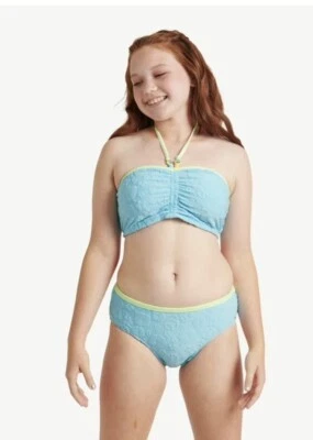 Justice Girls 2 Piece Flounce Top Bikini Swimsuit  Light Blue Size L(12/14) - Image 1 of 4