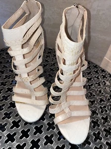 Vince Camuto Ivory Strappy Leather Stiletto Heel Sandals Size 6 - Picture 1 of 13