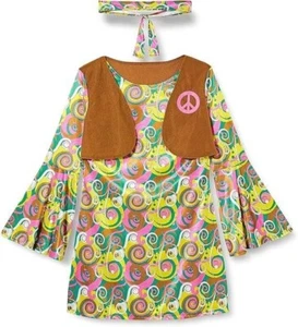 Ladies 1960s Psychedelic Hippy Costume 12-14 - Picture 1 of 5