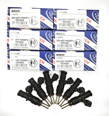 6PCS 7531634 Genuine BOSCH Fuel Injectors For BMW 3.0L X3 X5 Z4 328i 328xi 528i Foto 1 de 4