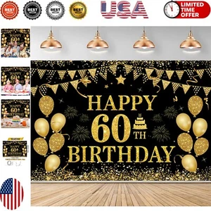 Cheers to 60 Years: Durable Polyester Happy 60th Birthday Banner - 71 x 45 Inch - Picture 1 of 8