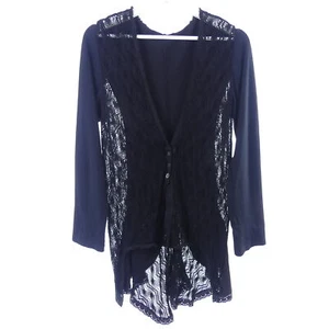 TREDY Cardigan Jacke Häkelspitze Zipfel Lace Schwarz Gr. 38 M - Bild 1 von 3