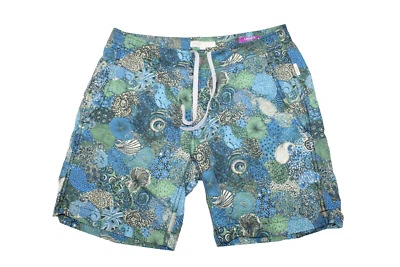 Pantalones cortos de natación Onia X Liberty tela caldera 7,5" entrepierna azul verde para hombre 29 Foto 1 de 4