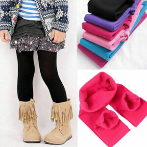 Kids Girls Thermal Fur Fleece Lined Leggings Winter Trousers Pants Tight Clothes