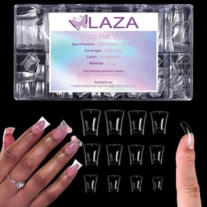 Laza 600pcs Short Duck Nail Tips Box-packed Clear Nails Half Cover - Picture 1 of 7